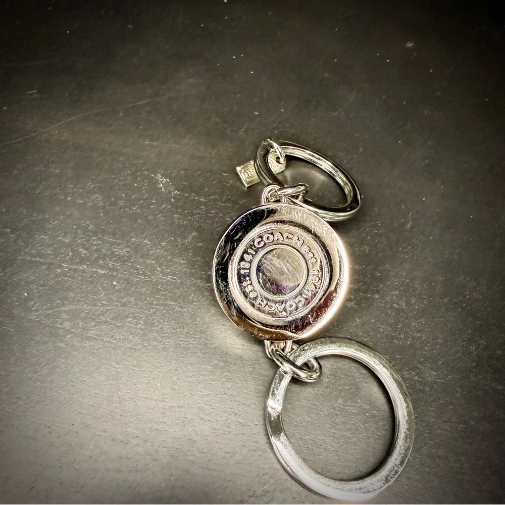 Coach Vintage Legacy Stripe Turnlock Valet Key Fob Bag Charm